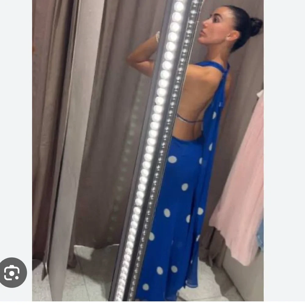 Zara Royal Blue Polka Dot Midi Dress - Picture 6 of 16